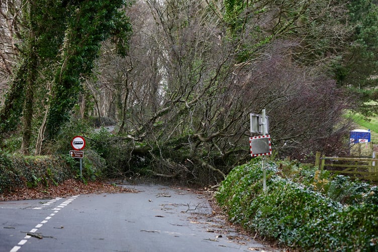 Road blocked near Tynwald Mills earlier (CJS Photography)