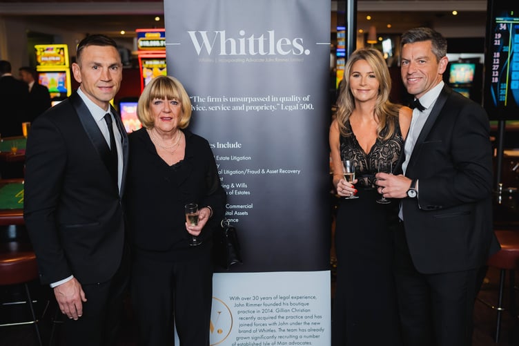 Catherine Whittle (second left) with guest speaker Kevin Sinfield (left), along with Gillian Christian and Stuart Christian
