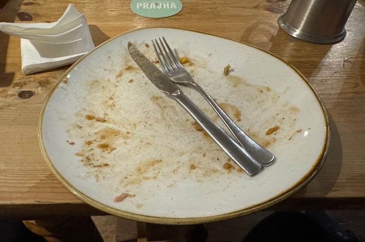 Tom's empty plate after demolishing the Crosby's festive fries