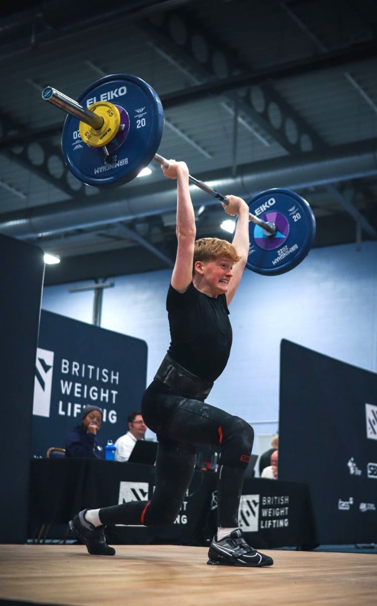 Harry Lee in action at the British Weightlifting Championships in Leeds recently
