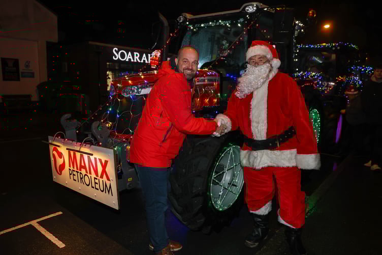 Manx Petroleum's Santa Claus at the start of the tractor run in Port Erin
