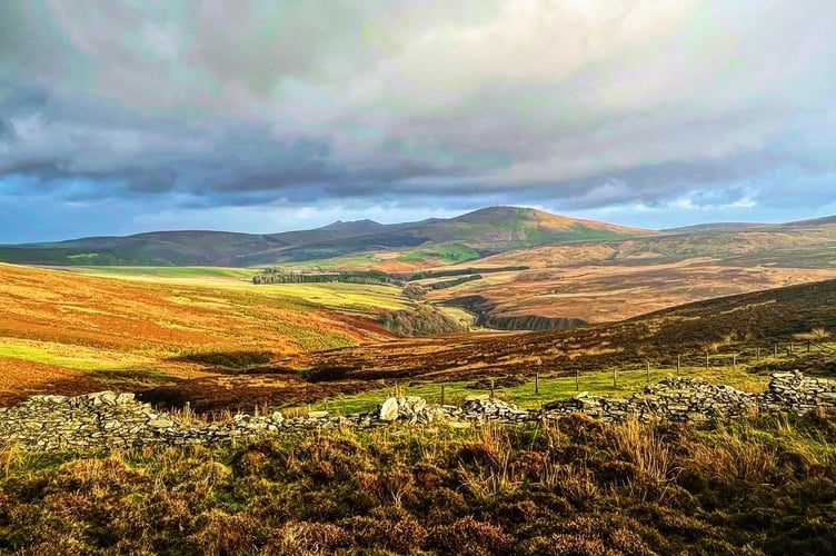 View towards Sulby Reservoir during a walk up to Slieu Freoaghane