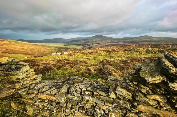 Views on the track leading up to Slieu Freoaghane