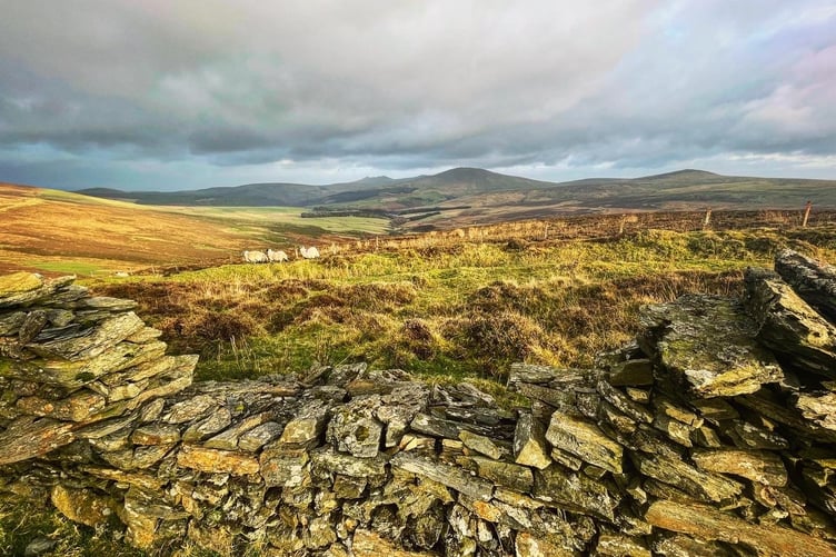 Views on the track leading up to Slieu Freoaghane