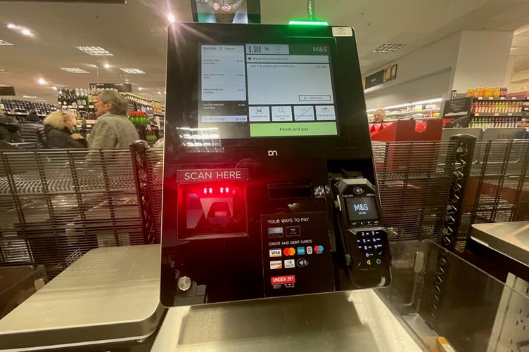 Self-service till at M&S
