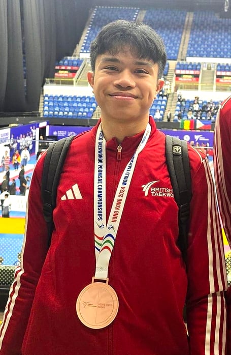 Manx Taekwondo's Nino Ontoy with his World Taekwondo Championship bronze medal in Hong Kong