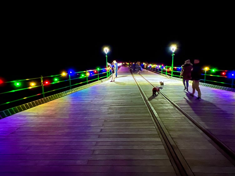The festive lights on Queen's Pier are a highlight of Christmas in Ramsey