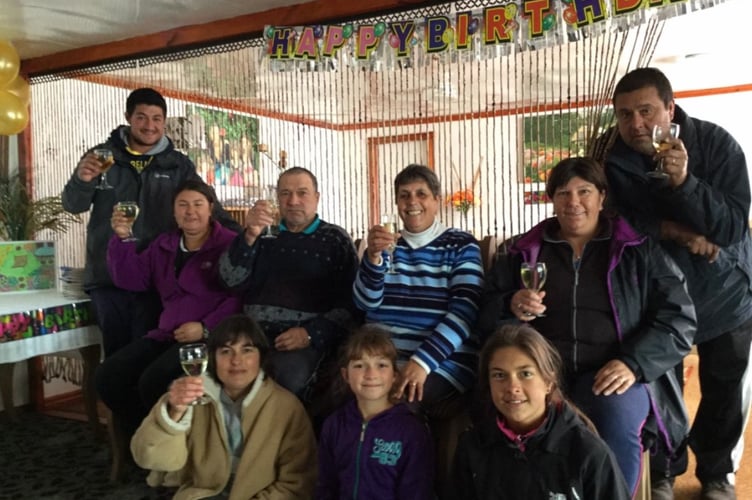 Members of the Repetto family raise a glass on Tristan da Cunha