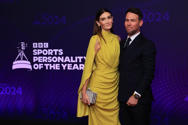 Sir Mark Cavendish with wife Peta (left) prior to Tuesday evening's BBC Sports Personality of the Year awards (Photo: BBC Pictures)