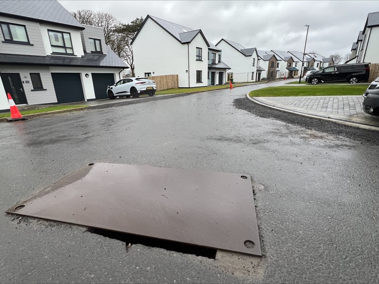 Unfinished road on The Meadows estate