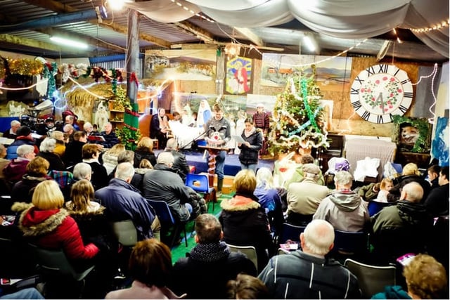 You can watch a real Christmas nativity in a barn on the island