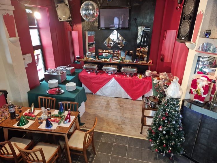 The dinner set up upstairs at Nags Head