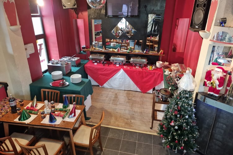 The dinner set up upstairs at Nags Head