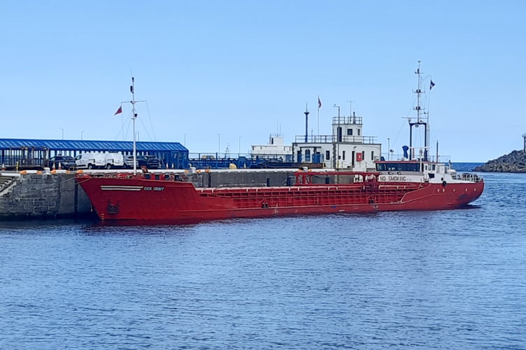 CEG Orbit pictured in Douglas after having run-aground at Cranstal