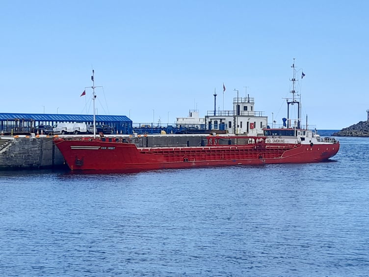 CEG Orbit pictured in Douglas after having run-aground at Cranstal