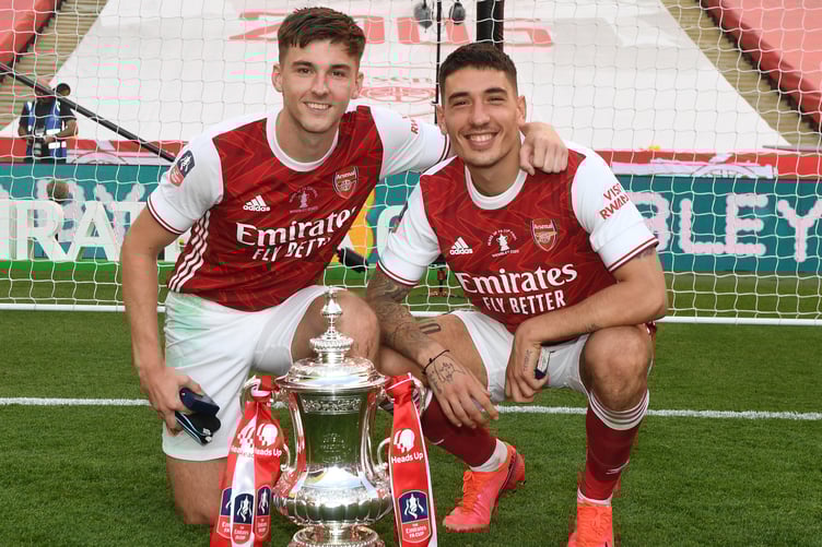 Isle of Man-born footballer Kieran Tierney (left) helped Arsenal win the FA Cup in 2020 (Photo: www.thefa.com)