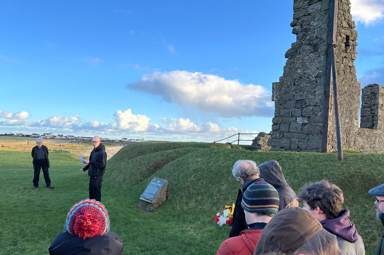 Cesar Joughin gives an oration in Manx at the Illiam Dhone ceremony