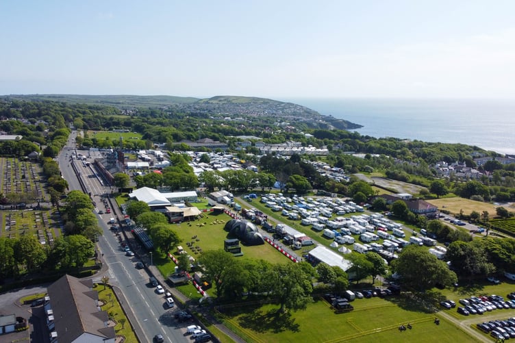 Isle of Man TT Grandstand. Photo by Callum Staley (Aerial Mann Multimedia)