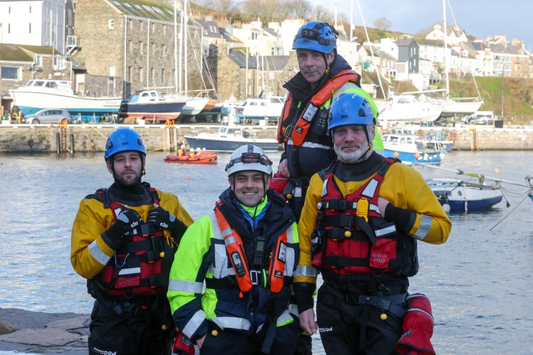 The Port Erin Coastguards kitted out at the Inner Harbour