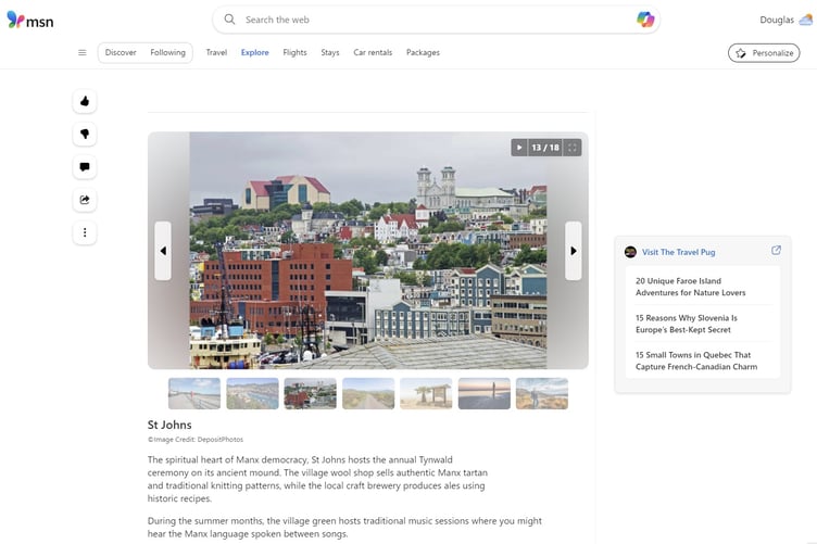 An MSN article has mixed up St John's with another St John's in Newfoundland