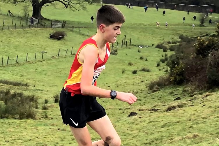 Manx Harriers' Max Hammal finished a fine fourth place in the under-15s boys race at Blackburn (Photo: Steve Partington)