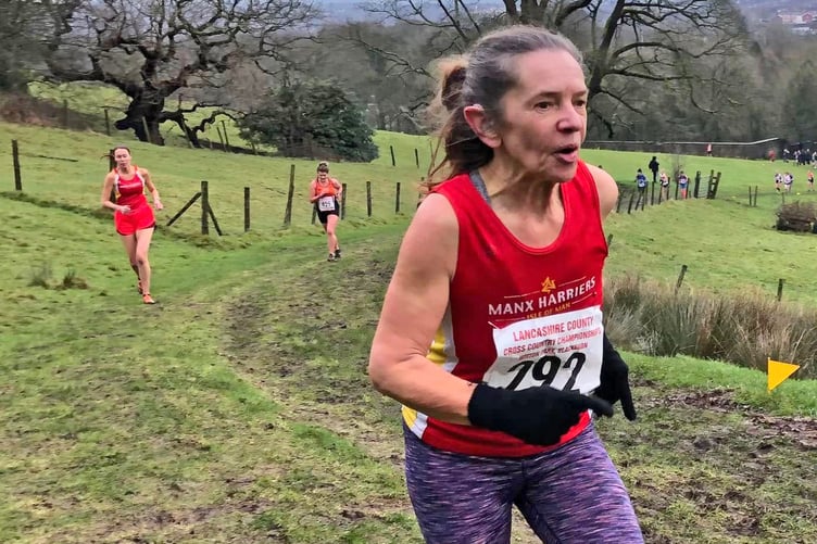 Gail Sheeley won yet another medal for the Isle of Man at the Lancashire Cross-Country Championships, claiming a gold medal in the 55 age category (Photo: Steve Partington)