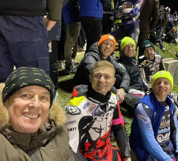 TT legend John McGuinness was among the spectators at Rossi's ranch over the weekend. He's pictured here with Ryan Vickers, Tom and Tim Neave, Davey Todd and Michael Dunlop (Photo: John McGuinness)