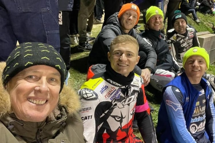TT legend John McGuinness was among the spectators at Rossi's ranch over the weekend. He's pictured here with Ryan Vickers, Tom and Tim Neave, Davey Todd and Michael Dunlop (Photo: John McGuinness)