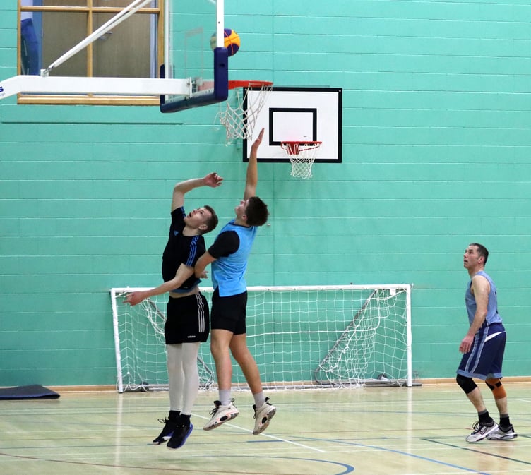 Cameron Scott squeezes along the baseline towards the basket past the defence of Logan Glover during the 3x3 scratch games at the NSC last week. The January Cup 3x3 tournament starts this Thursday at 8pm in the NSC main hall (Photo: Ross Wilson)
