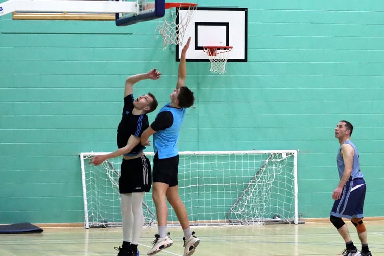 Cameron Scott squeezes along the baseline towards the basket past the defence of Logan Glover during the 3x3 scratch games at the NSC last week. The January Cup 3x3 tournament starts this Thursday at 8pm in the NSC main hall (Photo: Ross Wilson)