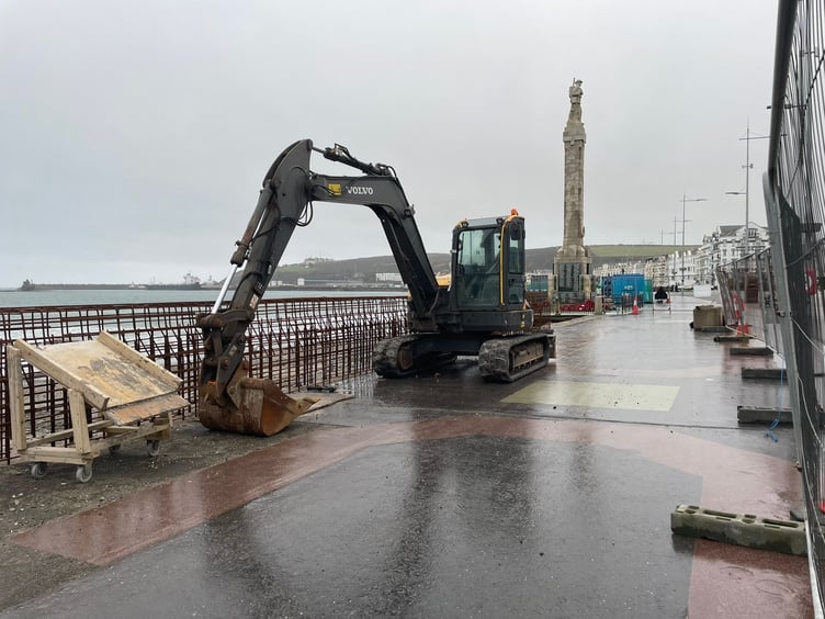Work on the sea wall in Douglas