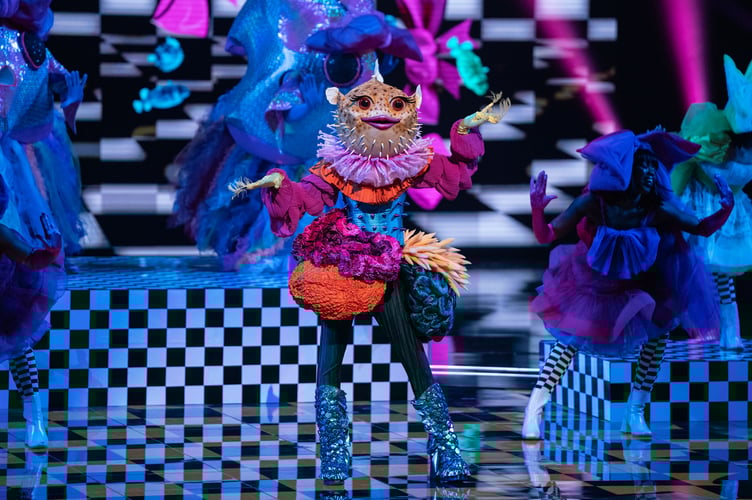 Pufferfish on the Masked Singer UK (photo from ITV)