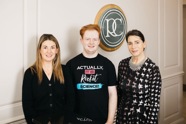 (Left to right) Jade Zorab and Adam Drummond, Love Tech committee members, with Joanna Crookall, chief executive officer at Ramsey Crookall