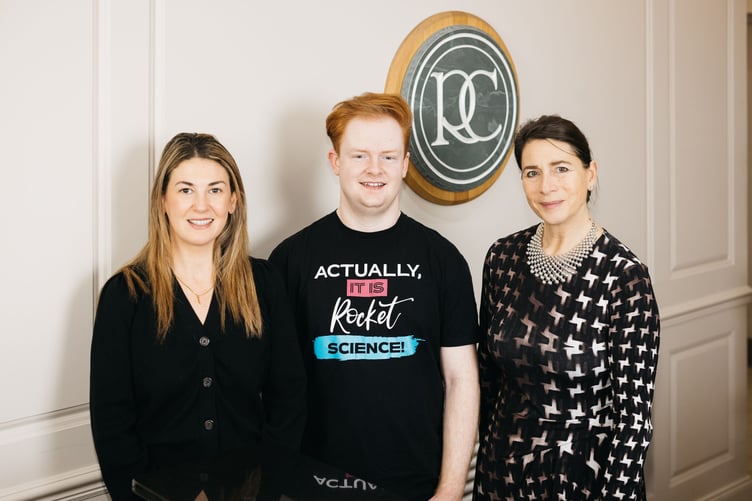 (Left to right) Jade Zorab and Adam Drummond, Love Tech committee members, with Joanna Crookall, chief executive officer at Ramsey Crookall