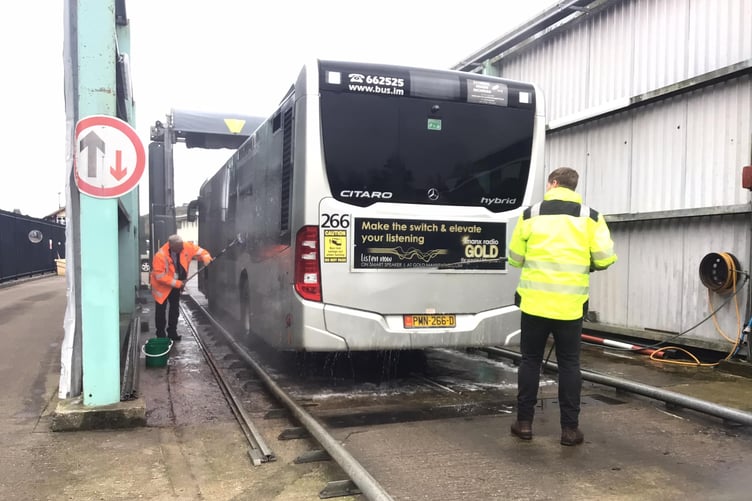 Bus Vannin staff have to wash the vehicles by hand after the automatic wash broke down