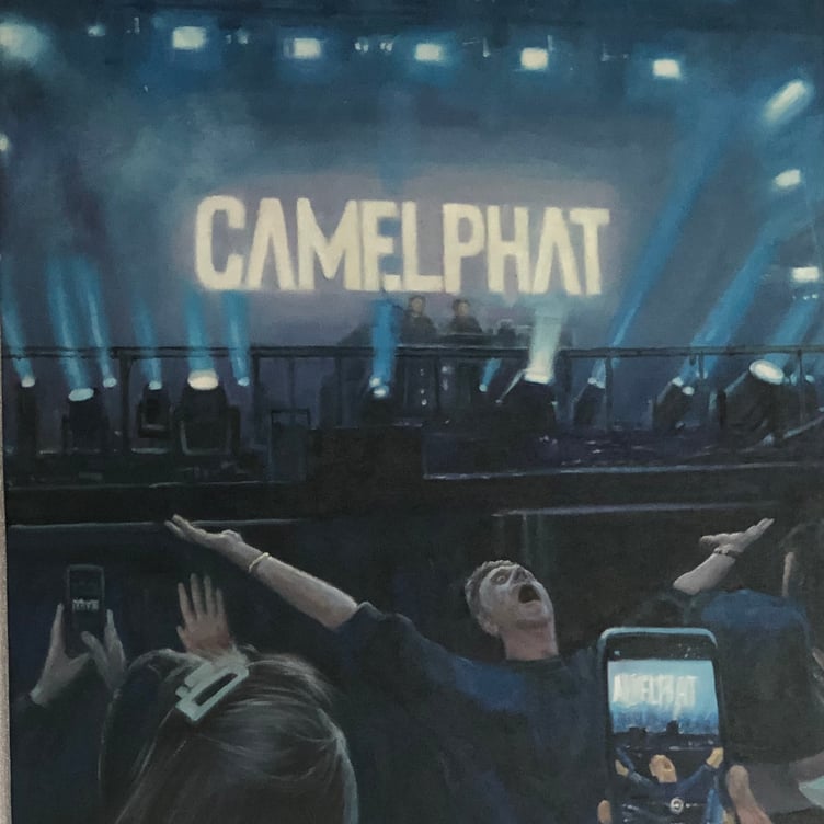 An image of Paul at a CamelPhat gig was turned into a painting