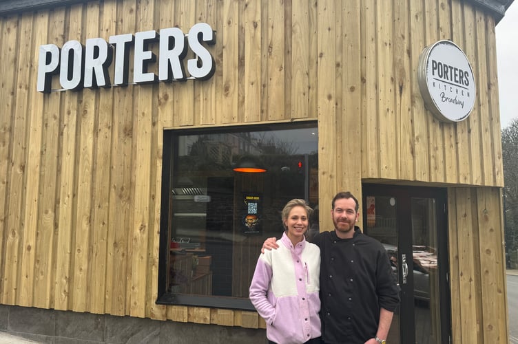Owners Fleur and Kyle Porter outside their new burger take-away in Douglas