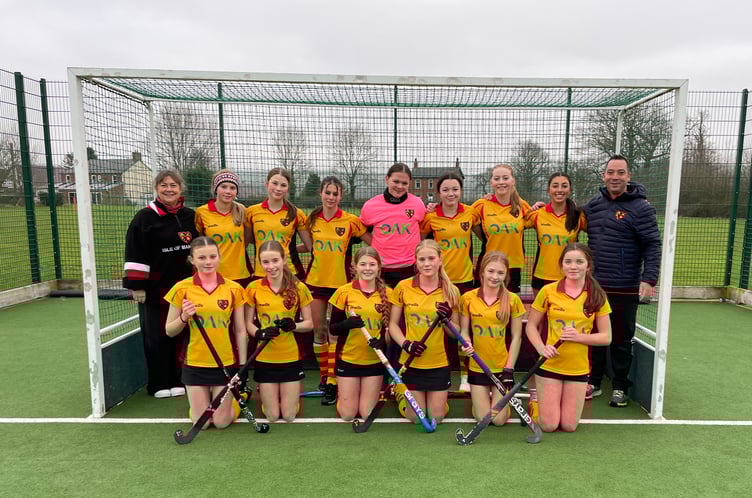 The Isle of Man under-16 girls hockey team that defeated Garstang in the EH Girls Under-16 Tier Two KO Championships on Saturday.