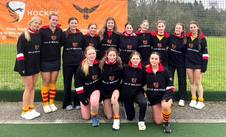 The Isle of Man under-18 girls hockey team that defeated Brookland Manchester in the third round of the EH Girls U18 Tier Two Plate Championships last weekend.