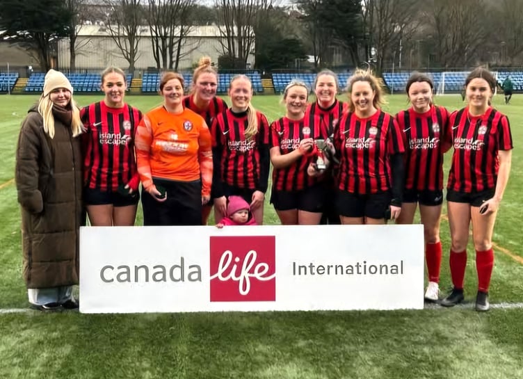 The Malew side that claimed the Canada Life Women’s Floodlit Cup Division One football honours (Photo: Malew AFC)