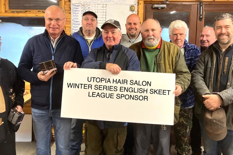 Competitors in the third round of Isle of Man Clay Pigeon Shooting Club’s Utopia Hair Salon-sponsored Winter Series English Skeet League