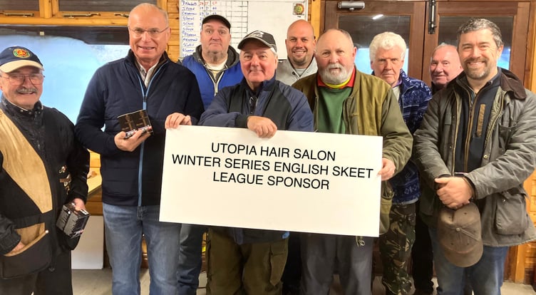 Competitors in the third round of Isle of Man Clay Pigeon Shooting Club’s Utopia Hair Salon-sponsored Winter Series English Skeet League