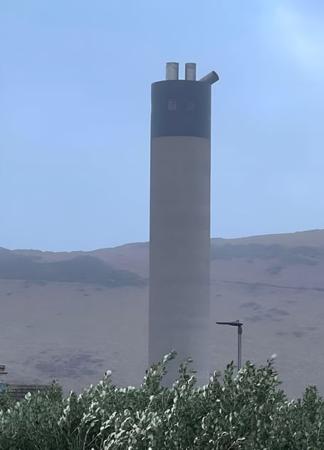 A stack at Peel power station has been damaged by Storm Eowyn