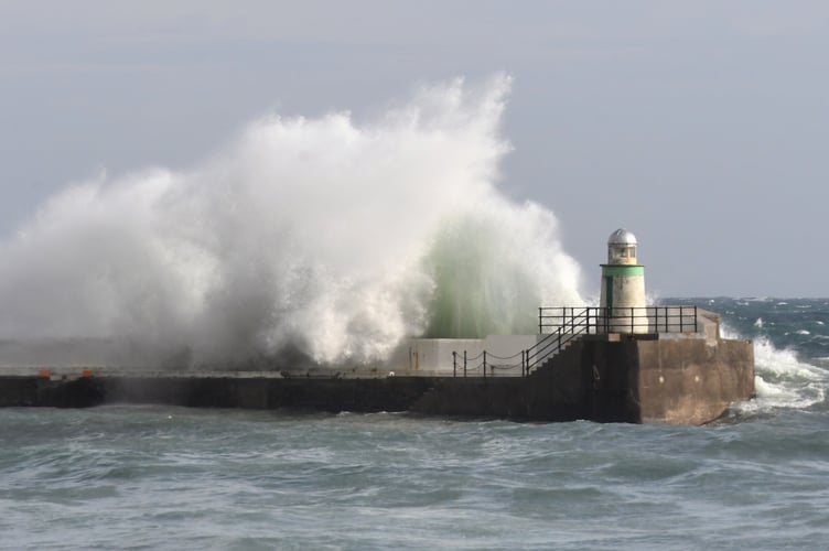 Breaking waves in Laxey, Isle of Man