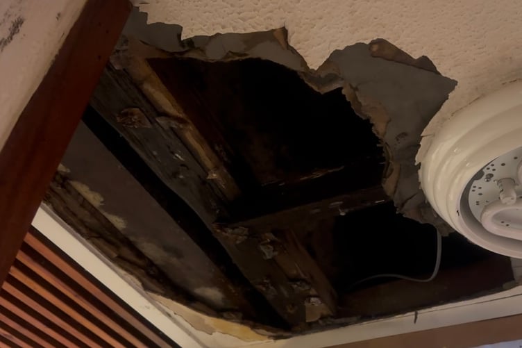 The damage to the roof at the Columba Club