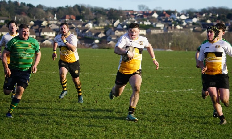 Vagabonds Cameron Findlay on the charge against Fleetwood (Photo: John Liver/Mumbles Pics)