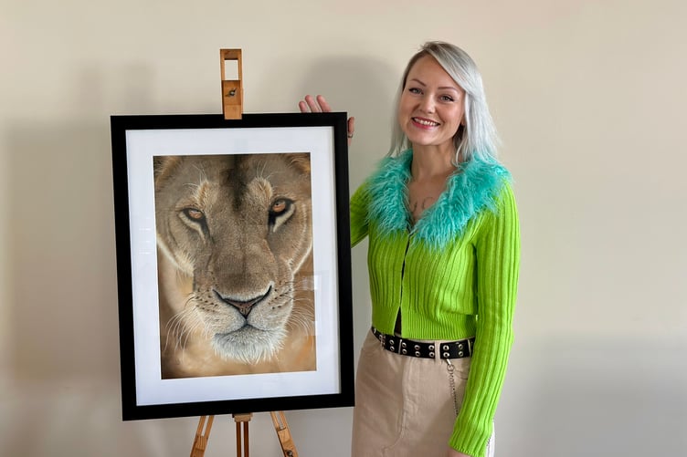 Natalie Bruynseels with her artwork