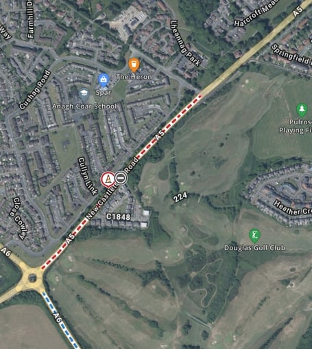 The section of the New Castletown Road that is shut this weekend