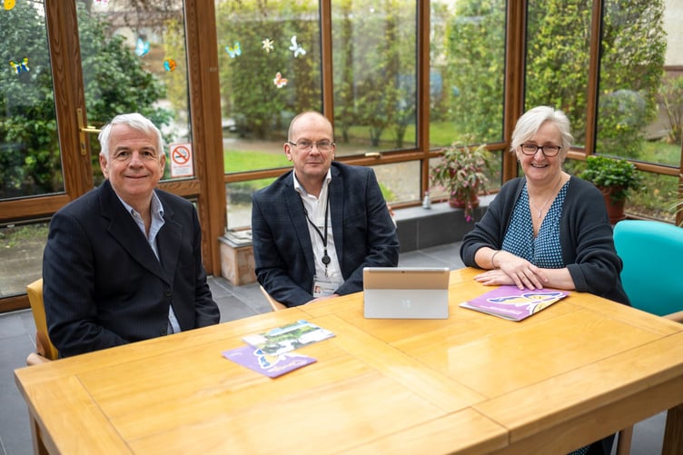 Left to right: Chris Hall, Chairman of the Board of Governors; John Knight, CEO; and Catherine Black, Governor of Hospice Isle of Man
