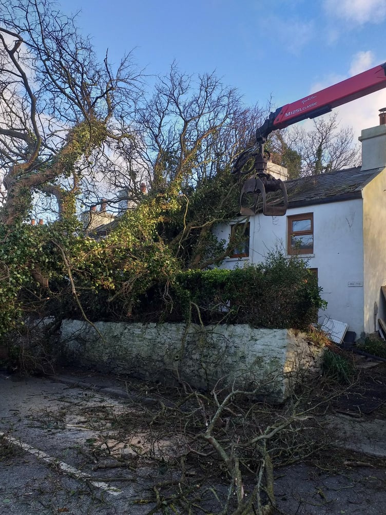 Damage to a property on the Isle of Man after Storm Eowyn